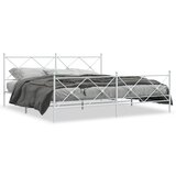 Maison Chic Kovinski Posteljni okvir - Dvoposteljna postelja - Zakonska postelja z vzglavjem in vznožjem bel 193x203 cm, (21697344) | Shoptok.si