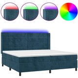  box spring s madracem LED tamnoplavi 200x200 cm baršun | shoptok.hr