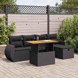 vidaXL 6-dijelni set vrtnih sofa s jastucima crni od poliratana bagrem Cijene