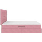  Postelja s shranjevanjem z vzmetnico Roza 200 x 200 cm Žamet, (5000099538) | Shoptok.si