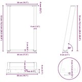 vidaXL Noge za jedilno mizo U-oblika 2 kosa 50x(72-73) cm jeklo, (21828575) | Shoptok.si