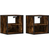 vidaXL Stenska nočna omarica 2 kosa dimljen hrast 40x31x39,5 cm | Shoptok.si