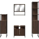  4-dijelni set kupaonskog namještaja boja smeđeg hrasta drveni | shoptok.hr