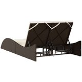 vidaXL Ležaljka za sunčanje s jastucima smeđa 114x205x73 cm poliratan | shoptok.hr
