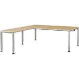 mauser Pisalna miza, kotna, spodnji del iz kvadratne/okrogle cevi, VxŠxG 650 - 850 x 2000 x 900 mm, kotni element na levi strani (širina 1000 mm), plo | Shoptok.si