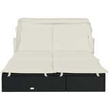 LEŽAJ za sunčanje za 2 osobe crni 213 x 118 x 97 cm poliratan | shoptok.hr