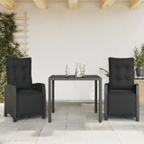 vidaXL 3-dijelni vrtni blagovaonski set s jastucima od poliratana crni | shoptok.hr