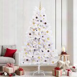  Umjetno božićno drvce 240 cm PVC i čelik Bijela - Bijela Ø 120 x 240 cm s 300 LED-ica i zlatnim/brončanim kuglicama | shoptok.hr