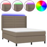  box spring s madracem LED smeđesivi 140x200 cm tkanina | shoptok.hr