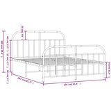 Metalni okvir kreveta uzglavlje i podnožje bijeli 150 x 200 cm | shoptok.hr