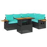  6-dijelni set vrtnih sofa s jastucima crni od poliratana bagrem | shoptok.hr