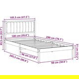 vidaXL Krevetni okvir s tapiciranim uzglavljem Crna 100 x 200 cm | shoptok.hr