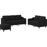  3-dijelni set sofa s jastucima crni od tkanine | shoptok.hr