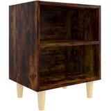  Noćni ormarić s drvenim nogama 2 kom dimljeni hrast 40x30x50 cm | shoptok.hr