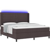 vidaXL Box Spring Postelja z Vzmetnico in LED Temno Rjave Barve 180x200 cm Tkanina, (22050860) | Shoptok.si