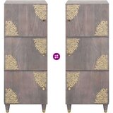 vidaXL Highboard Siva i zlatna 40 x 33,5 x 110 cm Čvrsto drvo manga | shoptok.hr
