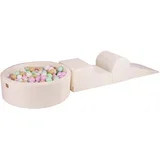 Foam Playground 3-delni penasti igralni set z okroglim bazenom, 200 žog, boucle, bela: pastelno roza/mint/bela/bež, (21295125)