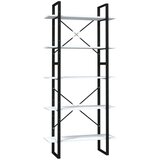 vidaXL ormarić za knjige s 5 razina bijeli 80 x 30 x 175 cm od iverice | shoptok.hr