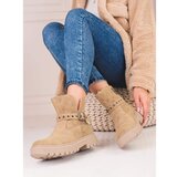 SHELOVET Beige women's ankle boots made of ecological suede Cijene