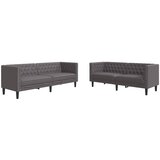 vidaXL Chesterfield garnitura od 2 dijela, siva, umjetna koža | shoptok.hr
