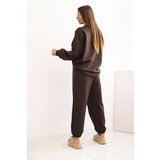 Kesi Włoski Ladies' set with a loose sweatshirt and pants with the inscription LOVE brown | shoptok.hr