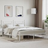 vidaXL Kovinski posteljni okvir z vzglavjem bel 160x200 cm Cene