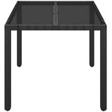  Vrtni stol sa staklenom pločom crni 90x90x75 cm od poliratana | shoptok.hr