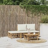  Garnitura 4-delna s kremno belimi blazinami bambus | Shoptok.si