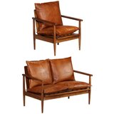 vidaXL 2-dijelni set sofa od prave kože i masivnog drva bagrema smeđi | shoptok.hr