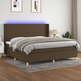 The Living Store Box spring postelja z vzmetnico LED temno rjava 200x200cm blago - Box Spring Postelja, (21516577) Cene