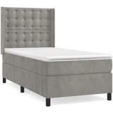 The Living Store Box spring postelja z vzmetnico svetlo siva 100x200 cm žamet - Box Spring Postelja, (21488498) | Shoptok.si