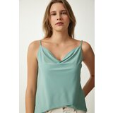 Happiness İstanbul Women's Aqua Green Strappy Collar Sandy Knitted Blouse Cene