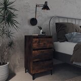 vidaXL Nočna omarica s kovinskimi nogami dimljeni hrast 40x35x69 cm Cene