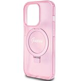  Originalna GUESS Hardcase GUHMP15XHRSGSP torbica za iPhone 15 Pro Max (Magsafe / Glitter Script Logo / stalak za prsten / pink) | shoptok.hr