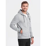 Ombre Men's unbuttoned hooded sweatshirt - grey melange Cijene