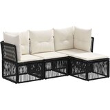vidaXL Vrtna sedežna garnitura 4 pcs Črna poli ratan, (5000269197) | Shoptok.si