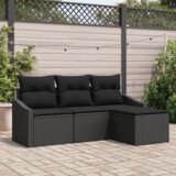 vidaXL 4-dijelni vrtni kauč set s jastučićima crni poli ratan | shoptok.hr