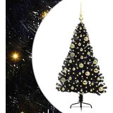 vidaXL Umjetna preddekorirana božićna jelka Črna 120 cm PVC | Shoptok.si