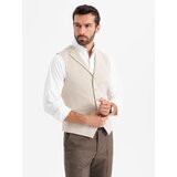 Ombre Fitted elegant men's vest with elastane and lapels - beige | Shoptok.si