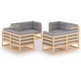 The Living Store Vrtna sedežna garnitura 8-delna z blazinami trdna borovina - Vrtna Sedežna Garnitura, (21470232) | Shoptok.si