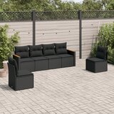 vidaXL 6-dijelni set vrtnih sofa s jastucima crni od poliratana | shoptok.hr