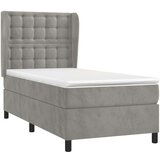 Box spring postelja z vzmetnico svetlo siva 100x200 cm žamet, (20846750) | Shoptok.si