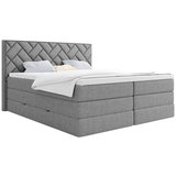 MID.YOU POSTELJA BOXSPRING 140 cm x 200 cm , tekstil, leseni material srebrne barve | Shoptok.si