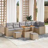 vidaXL 9-dijelni set vikendica sofe s jastučićima bež poli ratan akacija | shoptok.hr