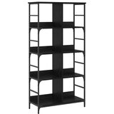 vidaXL Knjižna polica Črni hrast 78,5 x 33 x 153 cm metal PB, (5000307101) | Shoptok.si