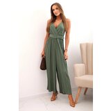 Kesi Włoski Pleated viscose jumpsuit khaki | Shoptok.si