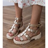  Golden gladiator sandals fastened at the ankle Badana | ePonuda.com
