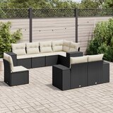 Maison Chic Seti vrtnega pohištva - Vrtna garnitura - Vrtni pohištvo set 8-delna z blazinami črn poli ratan, (21800804) | Shoptok.si