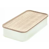 iDesign Bijela kutija za pohranu s poklopcem od drveta paulovnije Eco, 21,3 x 43 cm