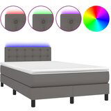 vidaXL Box spring postelja z vzmetnico LED siva 120x190 cm um. usnje, (21112079) | Shoptok.si